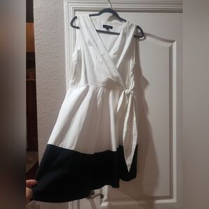 Elegant Black and White Wrap Dress